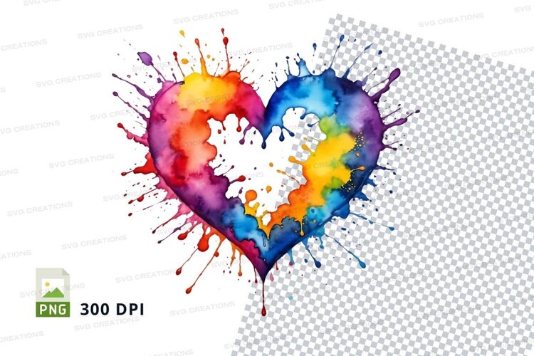 Rainbow heart splash example image 1