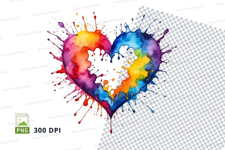 Rainbow heart splash