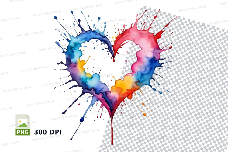 Colorful heart splatter