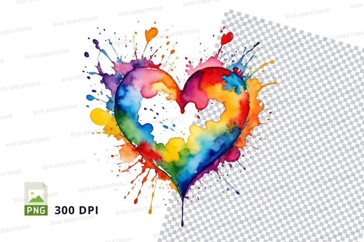 Rainbow heart splatter
