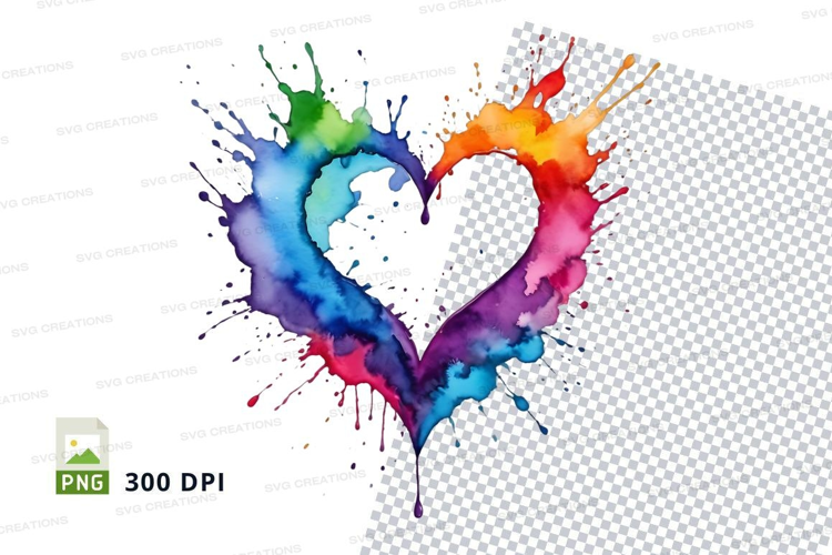 Rainbow heart splash