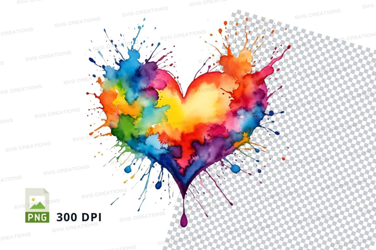 Rainbow heart splash