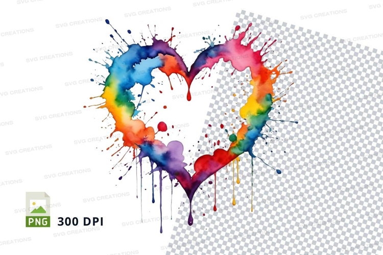 Rainbow heart splatter
