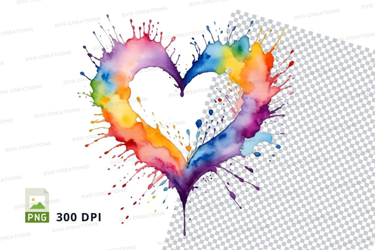 Rainbow heart splash