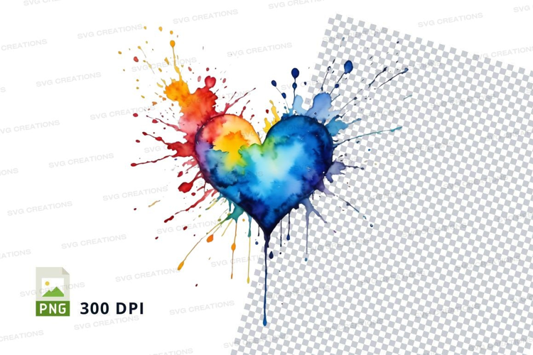Rainbow heart splash