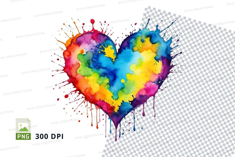 Rainbow heart splash