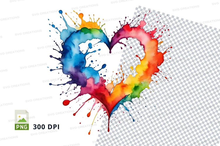 Rainbow heart splash