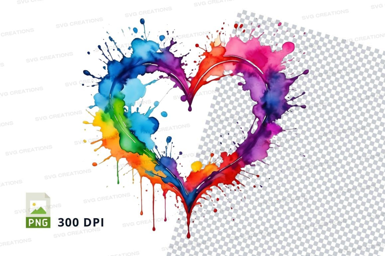 Rainbow heart splash