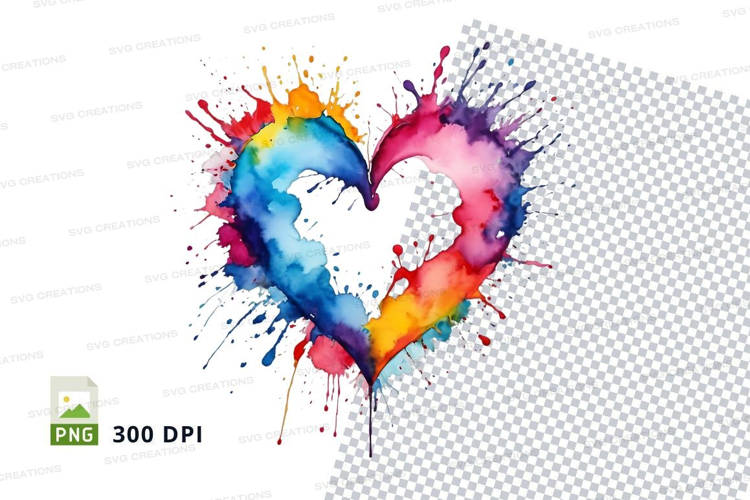 Rainbow heart splash