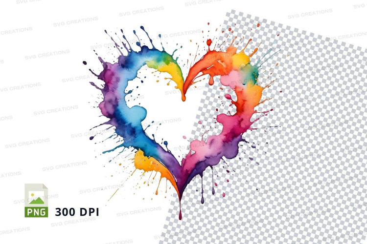 Rainbow heart splash