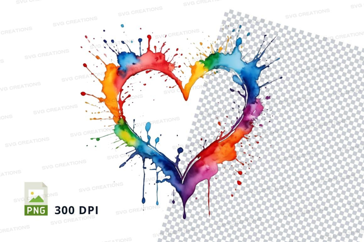 Rainbow heart splash
