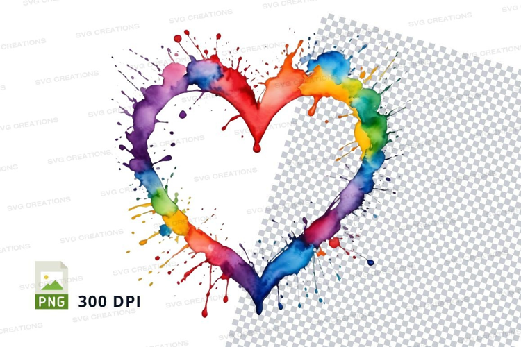 Rainbow heart splatter