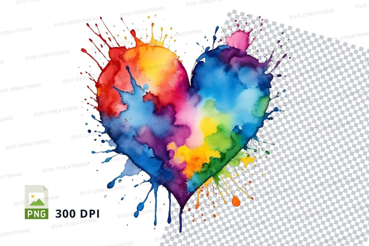 Rainbow heart splash