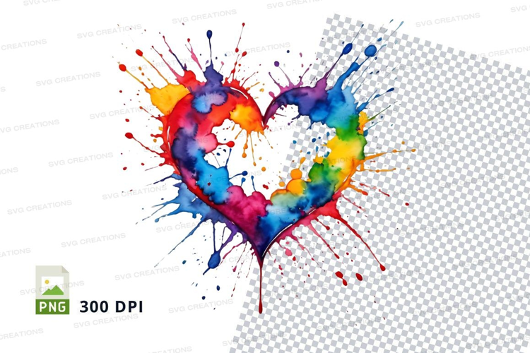 Colorful heart splatter