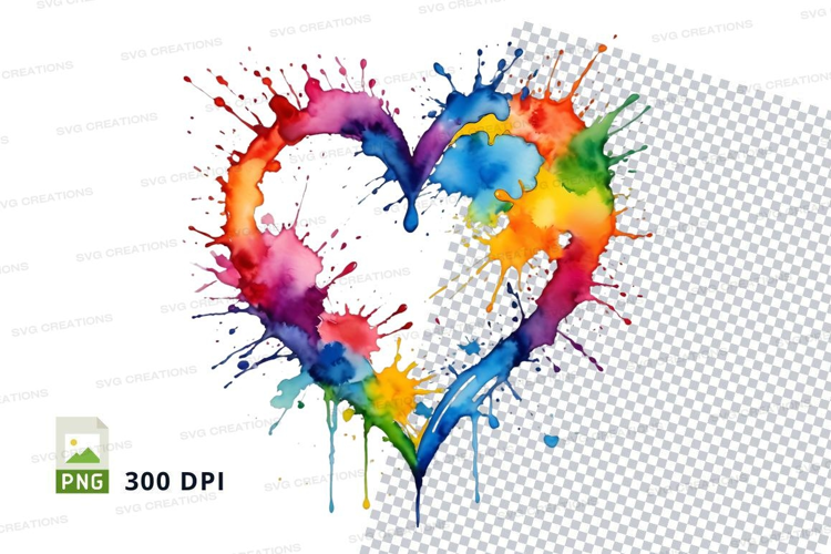 Rainbow heart splash