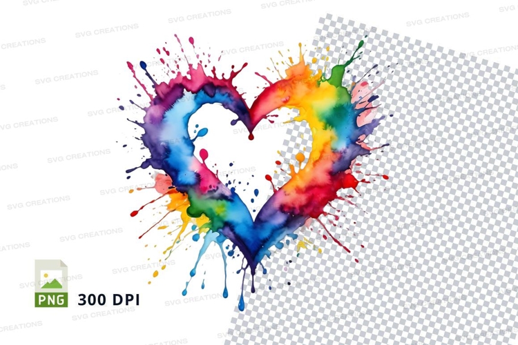Rainbow heart splatter