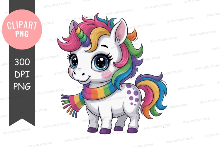 Colorful unicorn clipart png