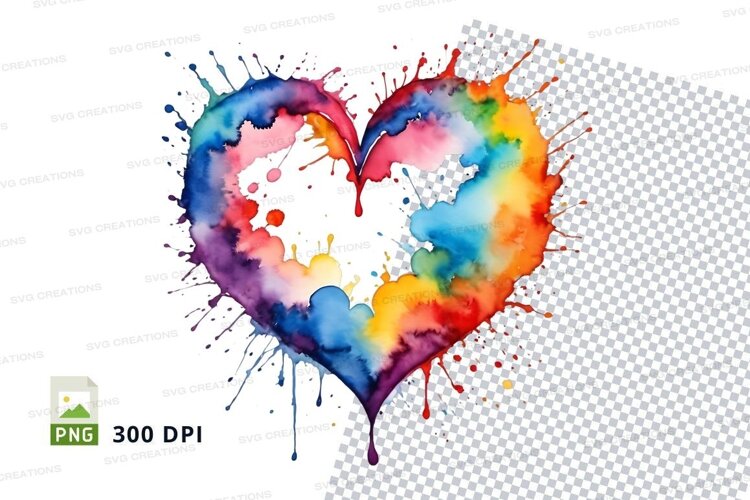 Rainbow heart splash example image 1