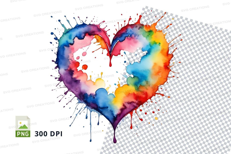 Rainbow heart splash