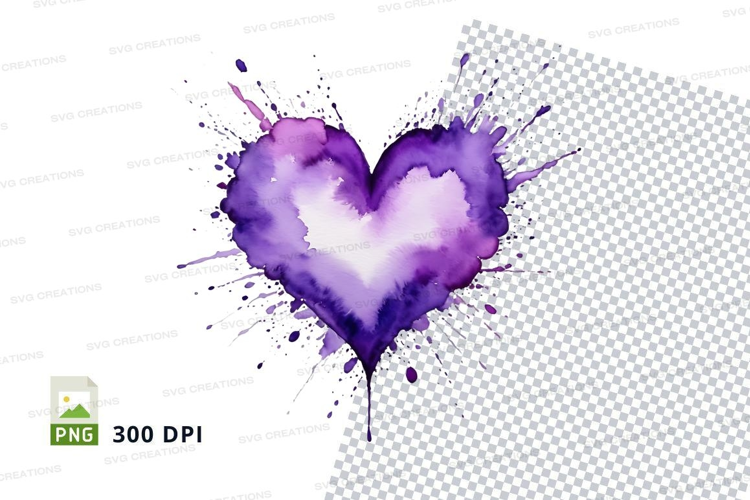 Purple watercolor heart splash
