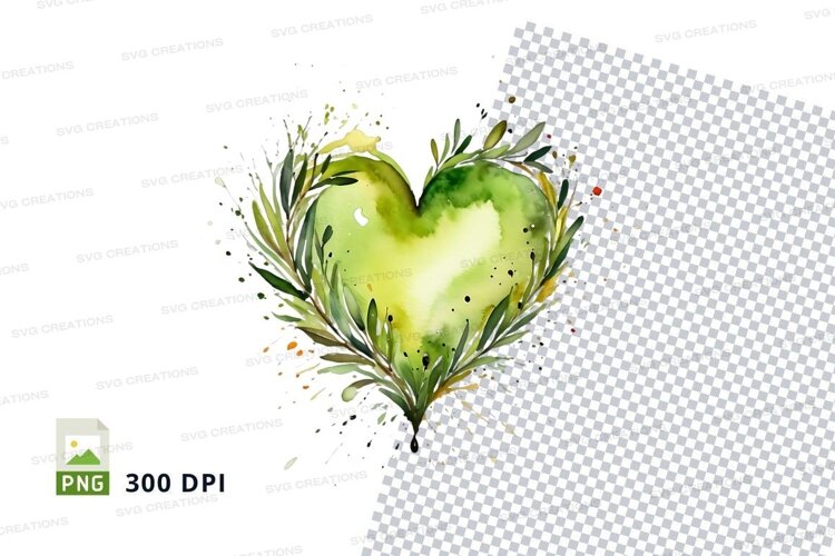 Green heart with leaves example image 1