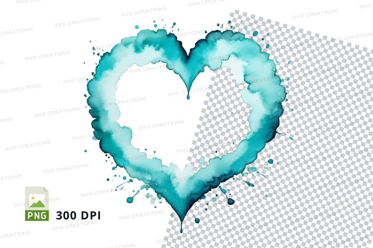 Turquoise watercolor heart