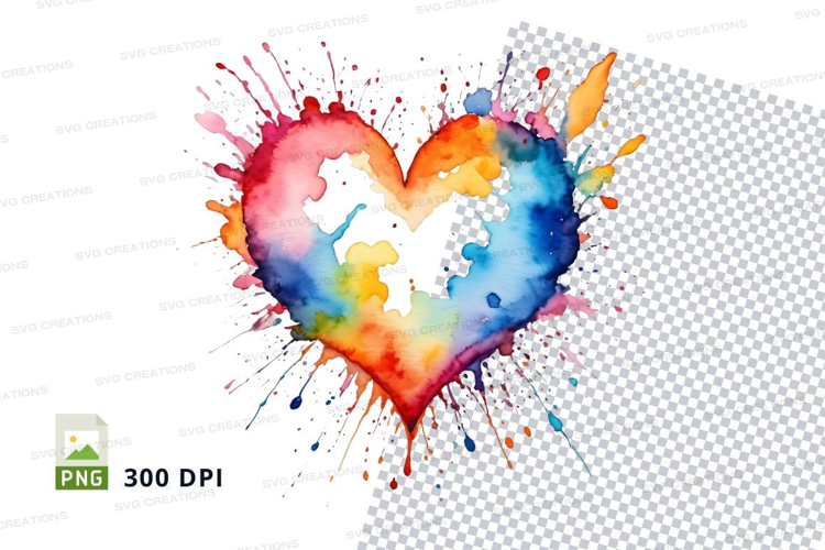 Rainbow heart splash