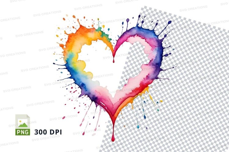 Rainbow heart splash example image 1