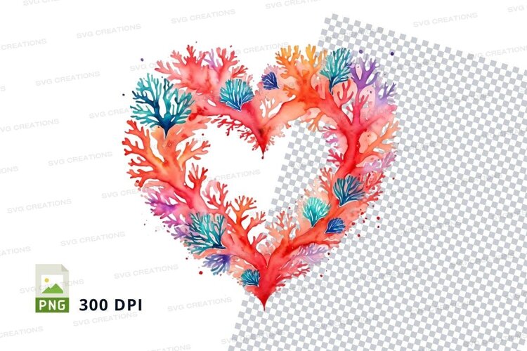 Colorful coral heart example image 1