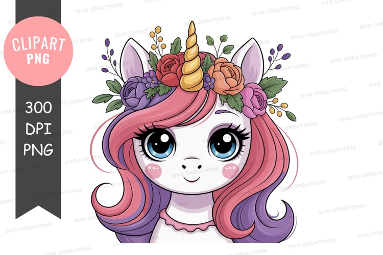Magical unicorn with floral crown