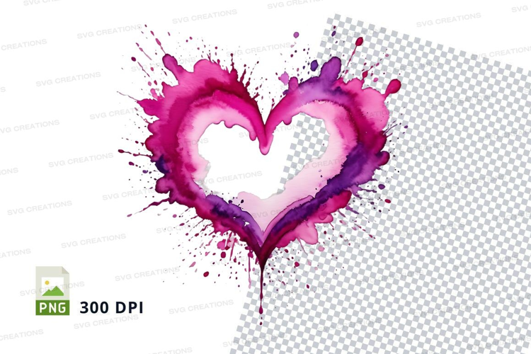 Watercolor heart splash