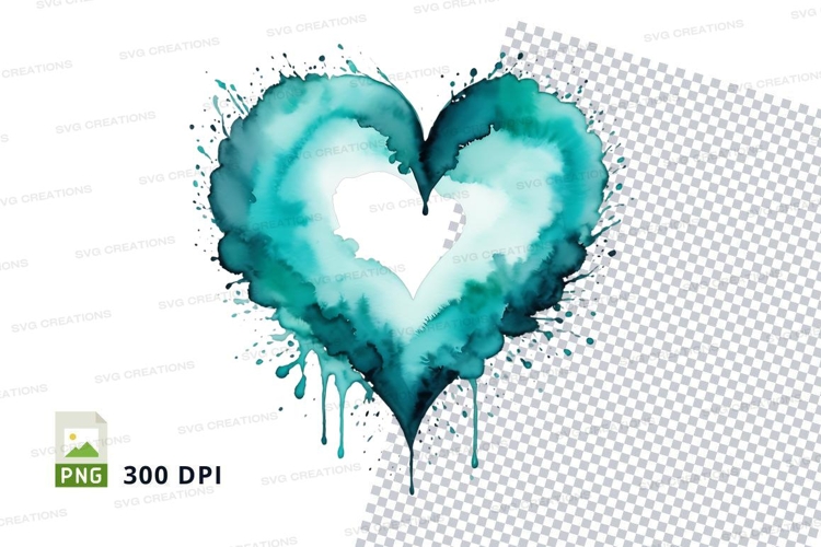 Watercolor heart splash