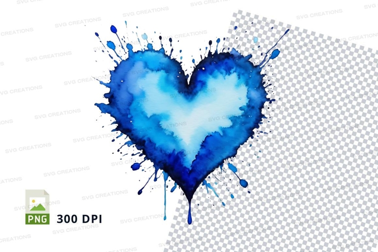 Blue watercolor heart