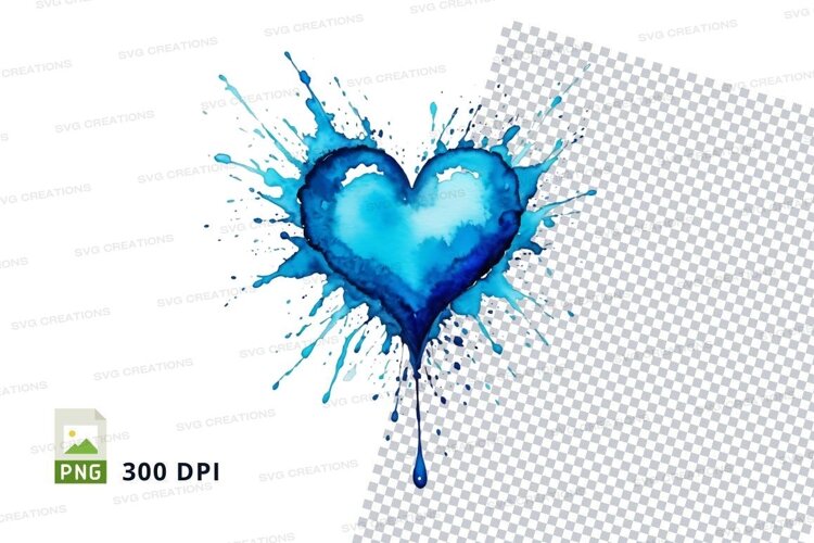Blue heart splatter example image 1