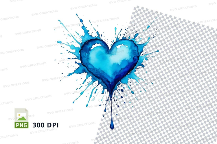 Blue heart splatter