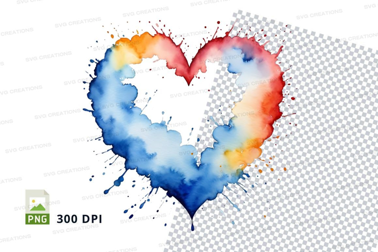 Rainbow heart splash