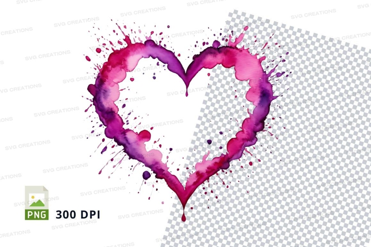 Watercolor heart splash