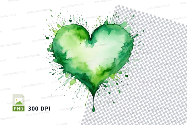 Green watercolor heart