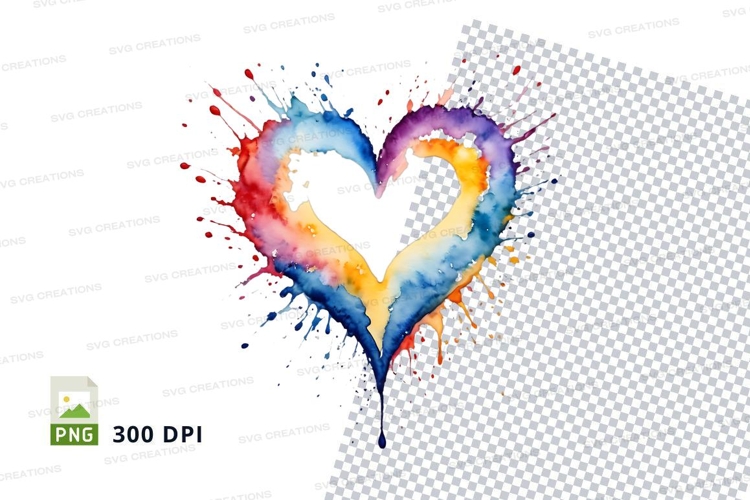 Rainbow heart splash