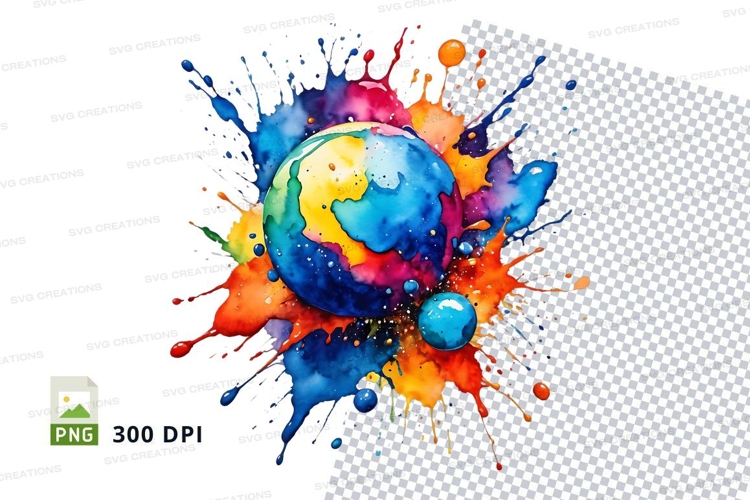 Colorful earth globe splash