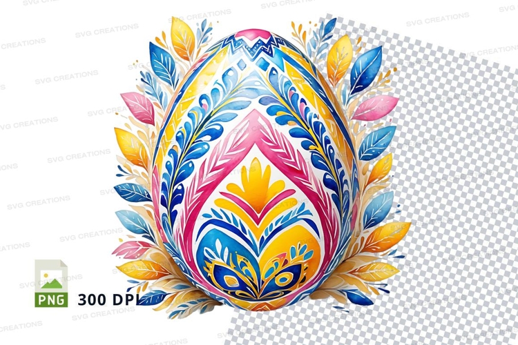 Colorful easter egg with floral design