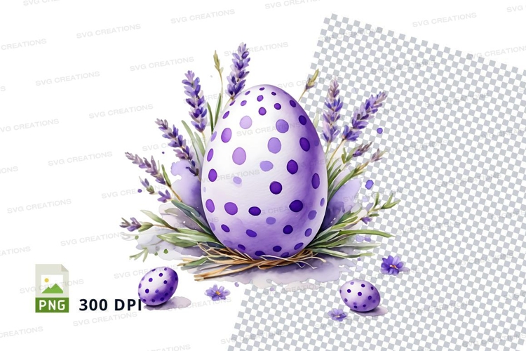 Purple polka dot easter egg with lavender