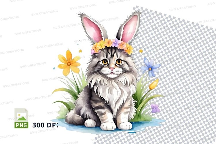 Easter bunny cat clipart png example image 1