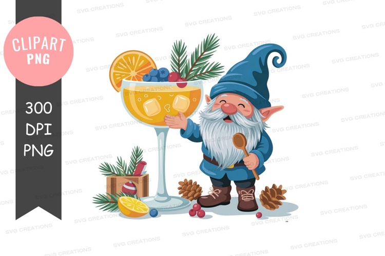 Gnome holding a festive cocktail