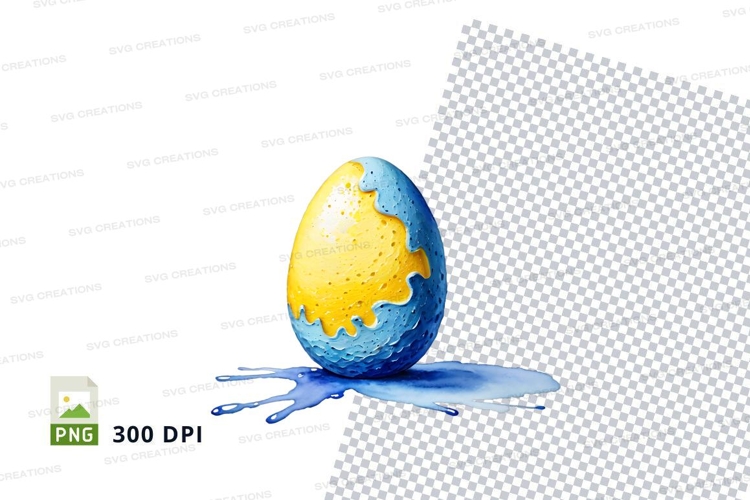 Easter egg mockup with blue and yellow dye