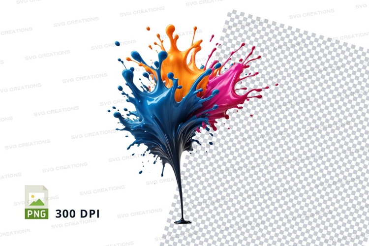 Colorful paint splash on white background mockup