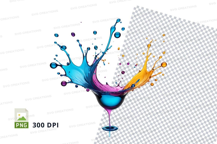 Wine glass with colorful splash mockup