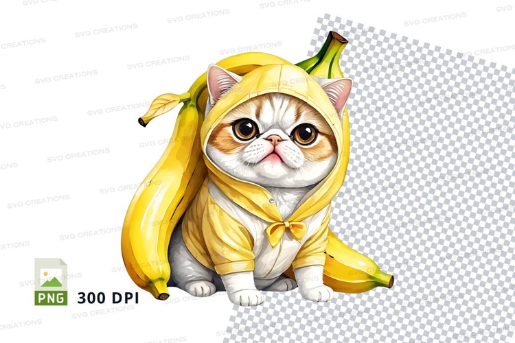 Cat in banana suit clipart png
