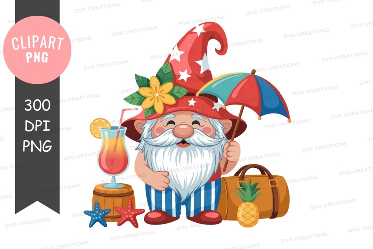 Cheerful gnome on vacation