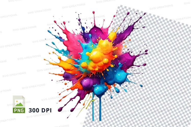 Colorful paint splatter clipart png